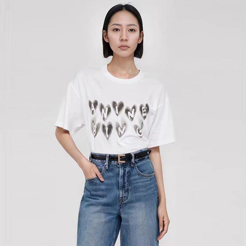 Tシャツ 女性用 短袖 コットン 白 かわいい プリント アルファベット ハート柄 軽量 通気性 春早春 普段使い シンプル トップス