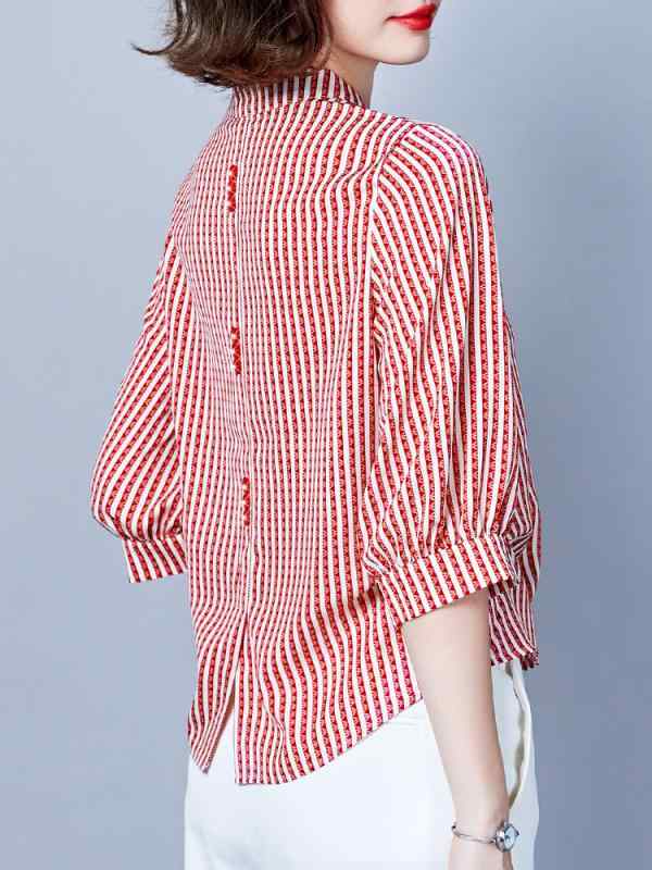 トップ レディース 七分袖 フレンチ表現スタイル 夏服 シフォン原料品 軽さ 通気性 うつり変わり 歳月 秋冬 愛くるしい 減? 酉の方角取りまかなう ミドルエイジ トップス 亭主もち用 ゆったり影ぼうし 日常使い走り