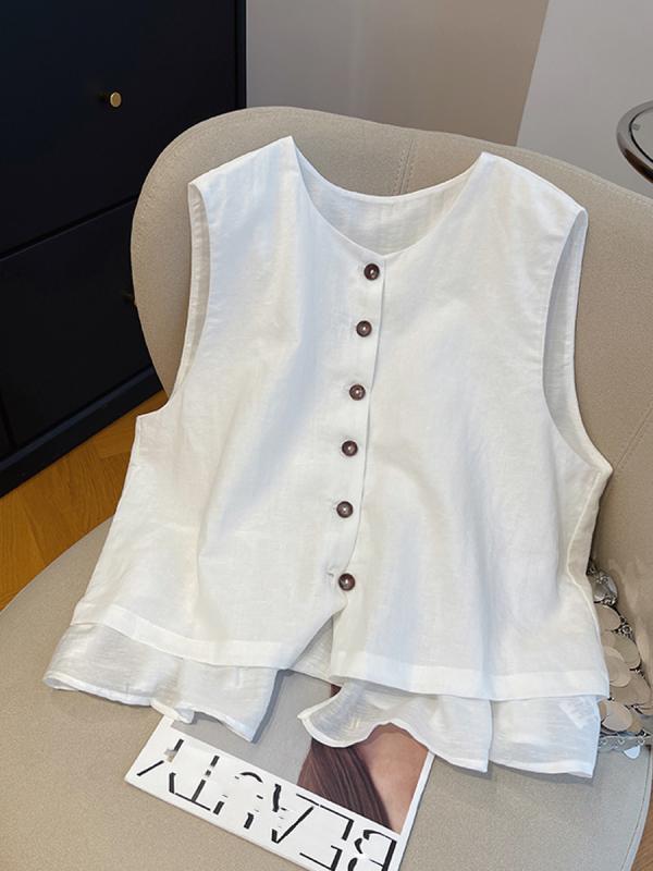 ブラウス レディース 夏用 無袖 白色 ?麻 綿麻 花辺 デザイン 軽薄 軽量 吸湿速乾 接触冷感 再生繊維 素材 ゆったり シルエット 減齢 かわいい トップス インナー 普段使い 通勤 ルームウェア