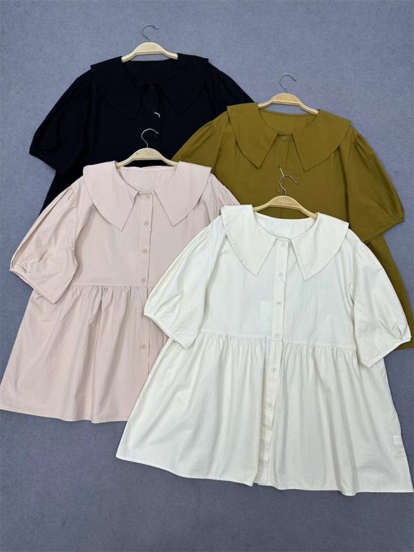 トップ 亭主もち用 夏 春夏 短袖 プルオーバー トップス 愛くるしい 減? 遮腹 荷叶? フラウンス 襟 太陽フレア 軽さ 吸湿速乾 通い 普段使い走り お座敷着 心地よい うつり変わり  さくら色系 象牙色 黒いこと 綿 生まれ変わり衣料繊維 ビッグ影ぼうし Vのど首