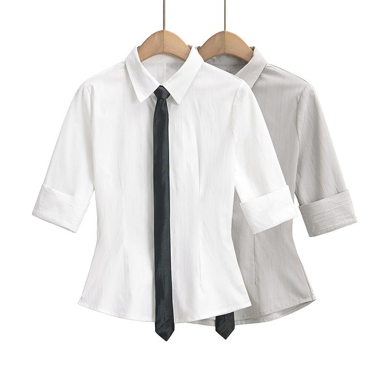 レディース シャツ トップス 学院 スパイシーガール 収腰 修身 短袖 襟 リボン 結び 韓国系 JK 制服 ピュア 欲情 スタイル 軽量 綿混 春夏 かわいい 普段使い 通学 通勤