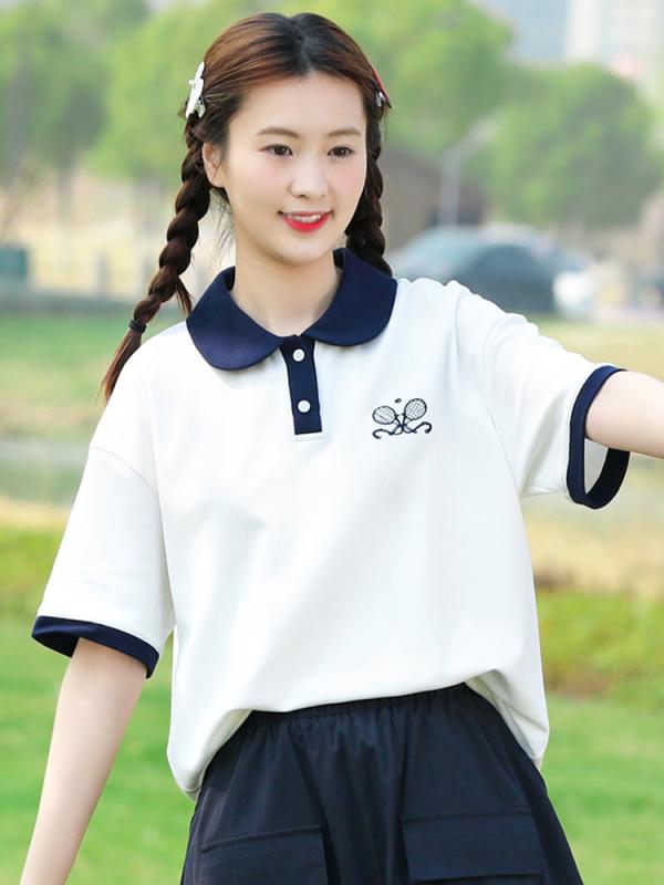 プルオーバー 御姉さん 大きめ大きさ 短袖 スポーツシャツ 学習者服 通学用 夏服 愛くるしげ 透人となり 綿原料品 軽さ サクラ色系 春夏