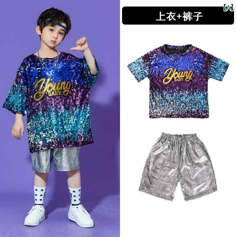 キッズ 社交ダンス御召しもの ちびっ子用 表どおり社交ダンス 御居処跳ねる お坊っちゃん お嬢さん 演技 上演 スパンコール 光る ラメ 伸縮性 動き分かりやすい 通学 普段使い