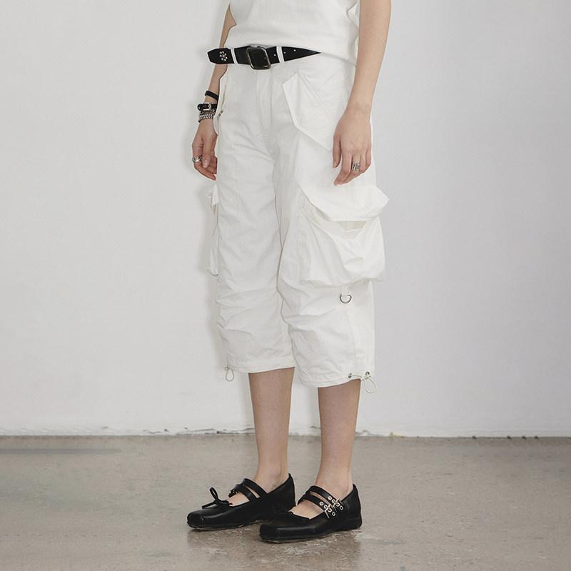 カーゴパンツ ユニ一発やる 心地好い 細工物 筋目 ストレートレッグ 立体隠し 7分丈 5分丈 ミッドレングス 普段使い走り アウトドア