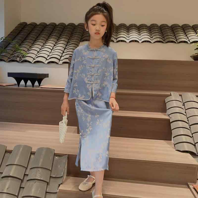 茶服 親子仕掛ける レディース キッズ 中華風 盤扣 禅意 対比色合い 御前上等感 ゆったり影ぼうし 日常使い走り 綿原料品 軽さ 伸縮性