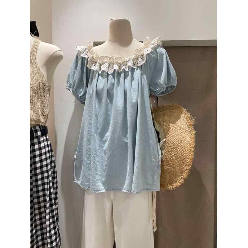 レディース トップス プルオーバー 春夏 広広とした影ぼうし ぷくぷく袖 一肩肉 うつり変わり スピード競技 透け感 さくら色系 黒いこと 軽さ 綿混 吸湿速乾 通い用 普段使い走り 心地よい表現スタイル