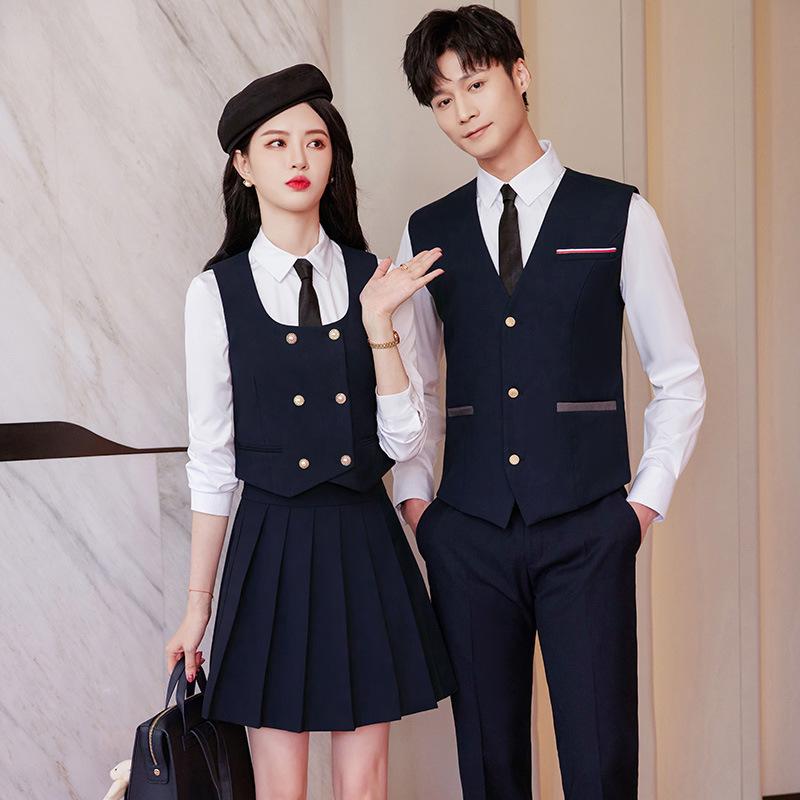 レディース メンズ 学院 馬甲 セットアップ シャツ トップス ビジネス 職場 服装 通勤 セット スーツ ジャケット 軽量 綿混 紳士的 女性用 男性用 フォーマル 春夏 セット