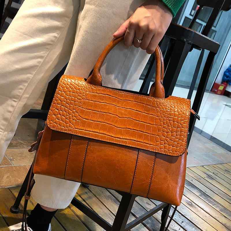 レディース トートバッグ 牛皮 クロコダイル柄 大静電容量 片肩 曲がった掛け ハンドバック 普段使い走り 今めかしい 軽さ 黒いこと系