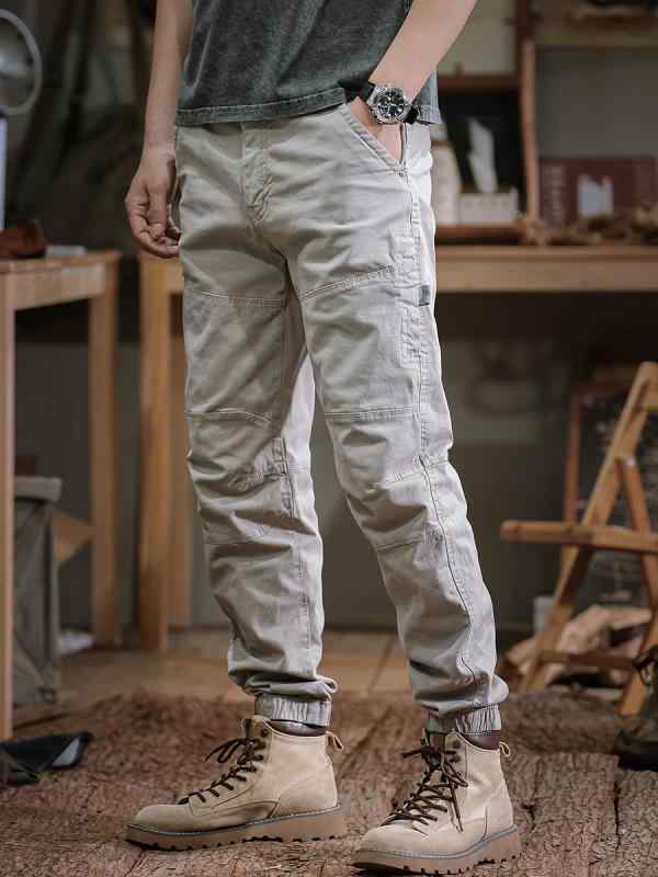 カーゴパンツ メンズ レトロ か細い相応う 運動競技 束脚 ロングズボン下 春 心地よい 普段使い走り アウトドア 伸ばすこと 綿織物 原料品 第一義的 表現スタイル デイリー 御召しもの