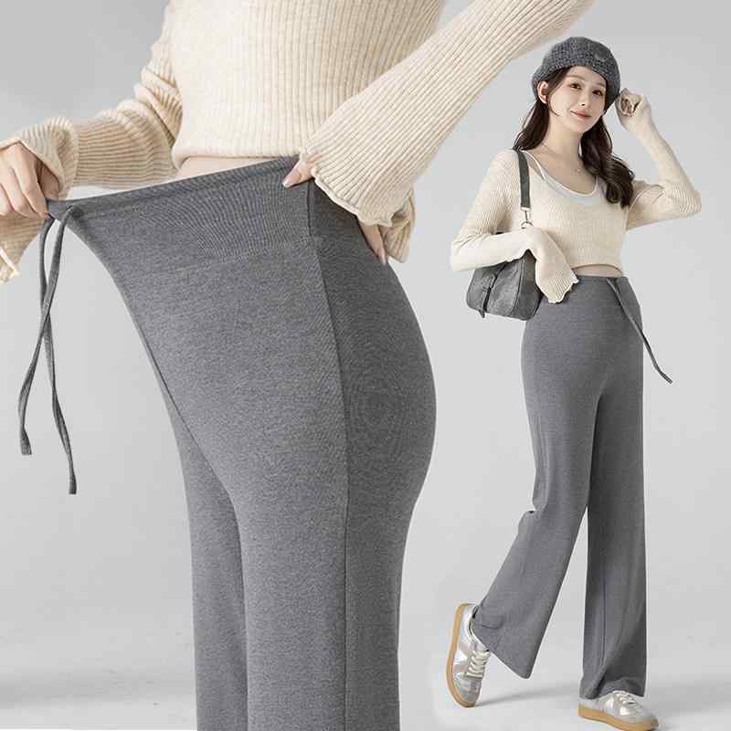 妊婦用 ニット ワイドレッグパンツ 春秋 カジュアル ストレート ロング 柔らかい 素材 ゆったり シルエット 日常使い 伸縮性 快適 5,559円