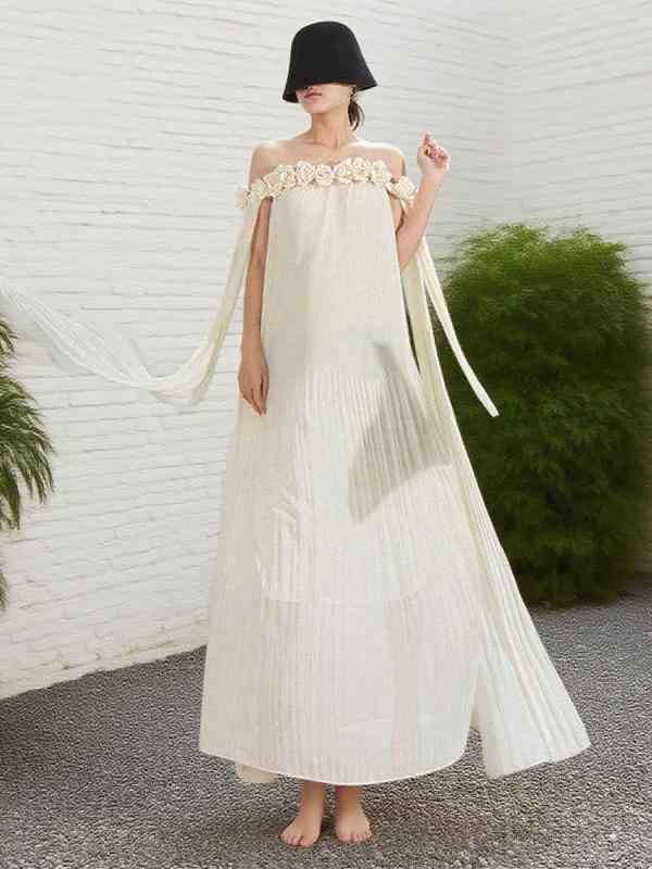 ワンピース レディース 春夏 セクシー 切り替え 花柄 装飾 ストラップレス イブニングドレス 女性用 フォーマル 膝丈 シフォン 軽量 伸縮性 ブラック ピンク系 アイボリー 華やか デート 結婚式 パーティー 普段使い