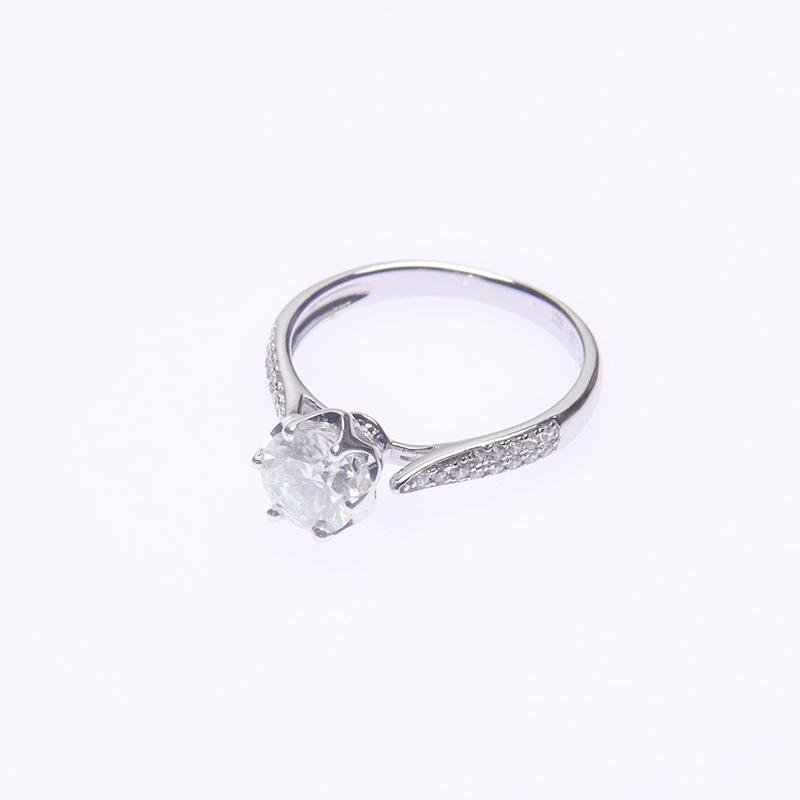 指輪 女性用 純銀 ジルコニア 六爪 シンプル ペア 婚約 モアッサン石 指輪 シルバー 輝き ラウンド 日常使い カジュアル