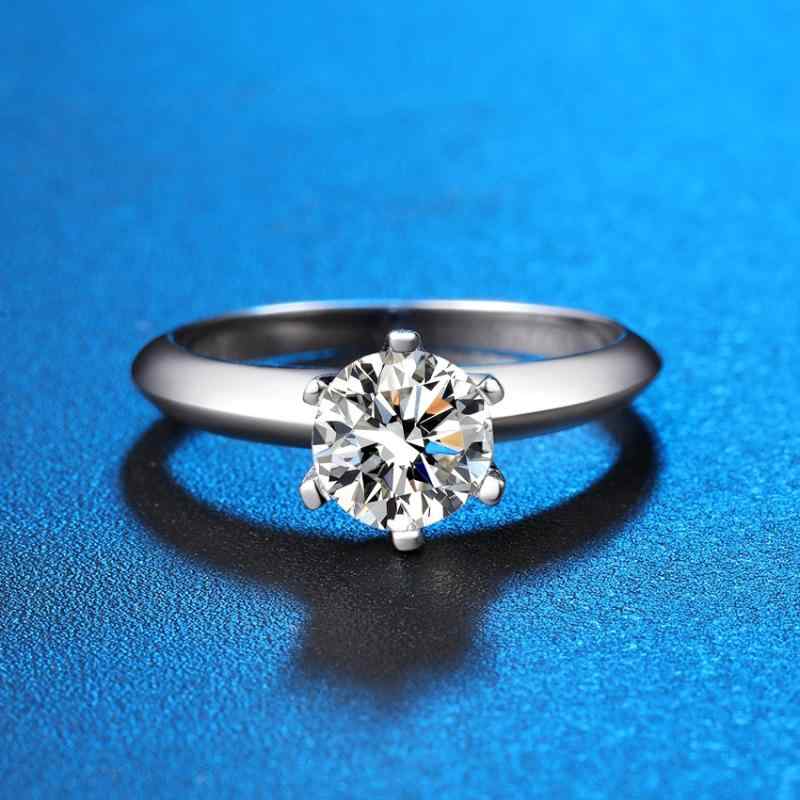 指輪 女性用 S925純銀 ジルコニア 1カラット Dカラー モサンストーン 六爪 ペアリング 求婚用 ロマンチック ラブリー 輝き 高級感 日常使い シンプルデザイン シルバーアクセサリー 婚約指輪 プレゼント キラキラ 洗練