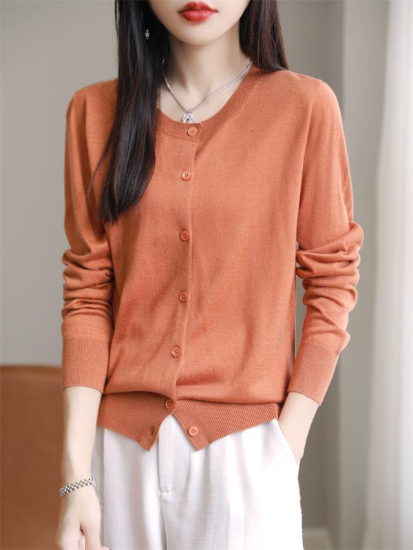 カーディガン 女性用 秋 長袖 薄手 ニット セーター 外套 ショール 切り替え デザイン 高級感 軽量 伸縮性 綿混 素材 柔らか 着心地 レイヤード トップス ブラウス 秋冬 コーディネート 普段使い 通勤 カジュアル スタイル ベーシック アイテム