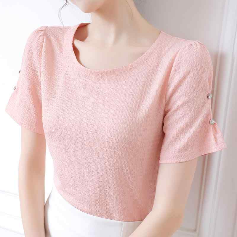 トップス 女性用 シンプル 春夏 半袖 Tシャツ 丸首 弾力性 ボディフィット フレアスリーブ 軽量 吸湿速乾 伸縮素材 普段使い カジュアル かわいい ピュアカラー