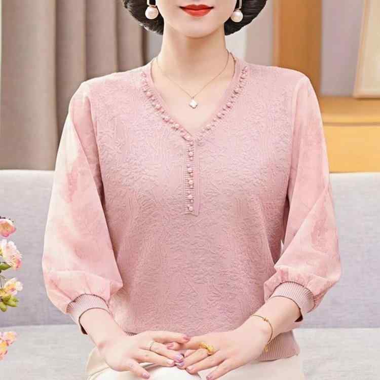 中年女性用 春夏 トップス ニットシャツ 薄手 切り替えデザイン 軽量 伸縮性 吸湿速乾 接触冷感 ブラック グレー ベージュ ピンク系 通勤用 普段使い 部屋着 カジュアルスタイル