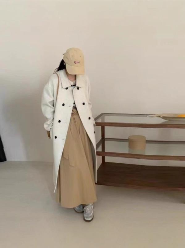 コート レディース ダブルボタン 羊毛 アウター ロング丈 ゆったり 大きいサイズ 体型カバー 着痩せ 長袖 襟付き ヴィンテージ レトロ調 秋冬 防寒 通勤用 お出かけ用 普段使い 上品 高級感 暖かい 羽織り 柔らかい 軽量 シンプル 無地 大人カジ｜リバーパディ