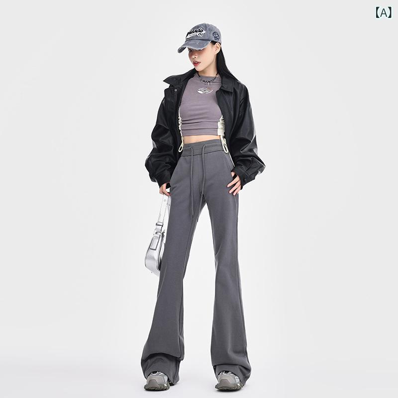 アメリカン ホットガールローウエストカジュアルパンツレディース 2025 春秋 ドレープスリムスポーツベルボトムパンツ 4,476円