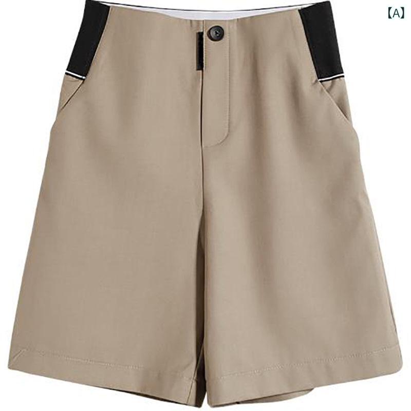 あり 工場 新型 GAO ウエストワイドレッグショートパンツ レディース ゆったり カジュアル ミモレ 丈 パンツ 着痩せ 効果|リバーパディ