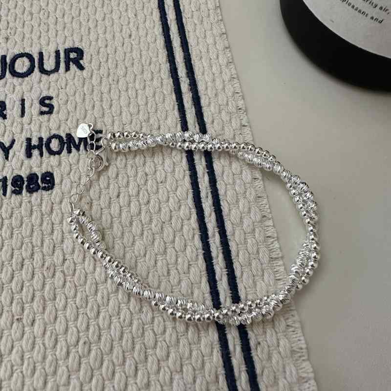 ブレスレット 女性用 純銀 韓国 車花 フラッシュ ダブルレイヤー ハンドチェーン シンプル ベーシック アクセサリー ジュエリー シルバー 細工 輝き レイヤード ミニマル 日常使い 軽量 細身 スタイリッシュ 手首回り 装飾品|リバーパディ