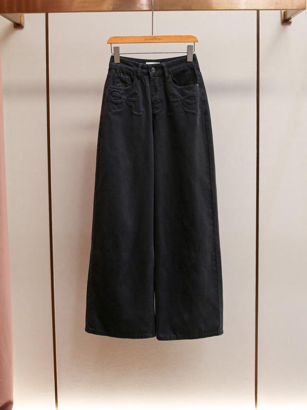 デニムパンツ 女性用 春早春 ファッション レディース ハイウエスト Aライン 牛仔 復古 かわいい 蝶結び プリント デザイン シンプル ユニセックス 軽量 伸縮性 普段使い 通勤 通学 デイリー スタイル コットン 混紡 ブルー ベージュ グレー ブ