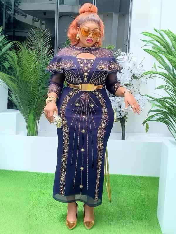 ワンピース 女性用 ビッグサイズ 春夏 大人 カジュアル ファッション ドレス ハイウエスト 包みヒップ スカート デザイン 切り替え 装飾 ラインストーン ビーズ 装飾 コットン 混紡 素材 軽量 伸縮性 通勤 普段使い デート コーデ ブラック ピン