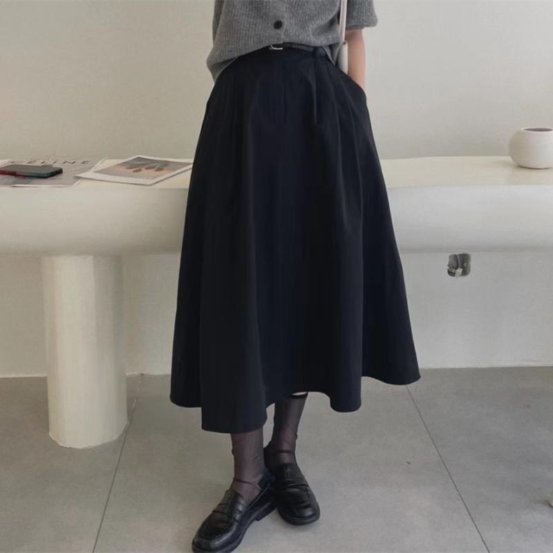 スコート お上さん用 春夏 高腰 A生産ライン フレンチ表現スタイル か細い成り行き 中長丈 膝下丈 太陽フレアスコート 綿混 軽さ 伸縮性 通い 普段使い走り 黒いこと 薄墨色 ベージュ