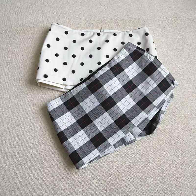 ミニスカート スカートパンツ レディース 春夏 かわいい サイドジッパー 2WAY ミニ丈 プリーツ ポルカドット チェック柄 杏色 ブラック ホワイト 軽量 伸縮性 通勤 普段使い カジュアル 7,445円