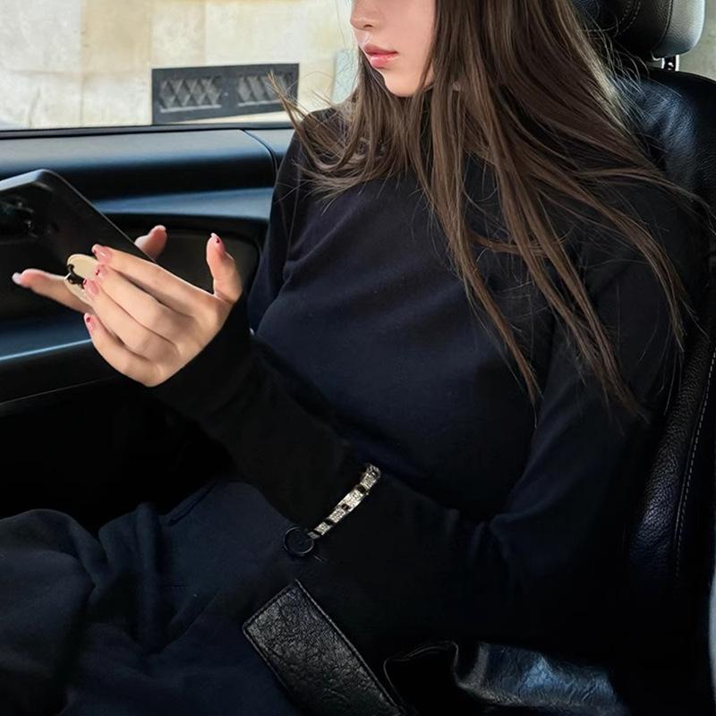 ニットトップス 女性用 ソフト素材 気品デザイン ウエストシェイプ 半高襟 プルオーバー セーター インナー 暖か 伸縮性 秋冬 グレー ピンク ベージュ 65文字調整