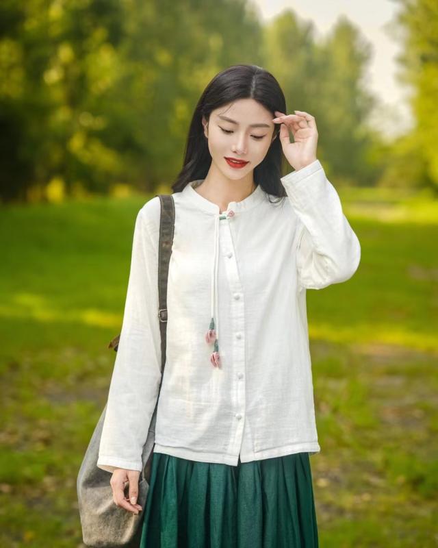 春夏 女性用 吊り下げチャーム 綿麻 シャツ トップス 柔らかい 吸湿速乾 軽量 通勤 普段使い ビッグシルエット 切り替え デザイン 再生繊維 ピンク系 アイボリー ブラック カジュアル スタイル
