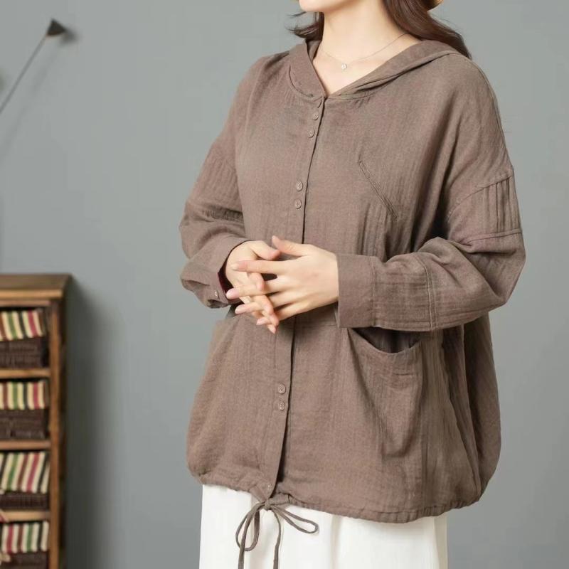 レディース 厚地の外套 早春 上衣 綿織物 原料品 色  ゆったり 影ぼうし ボンネット付き添い人 薄っぺら 開衫 表現スタイル 軽さ 好いたらしい 普段使い走り 通い コーデ トップス 黒いこと 薄墨色 ベージュ 象牙色 色合い 選りわける 能力のある
