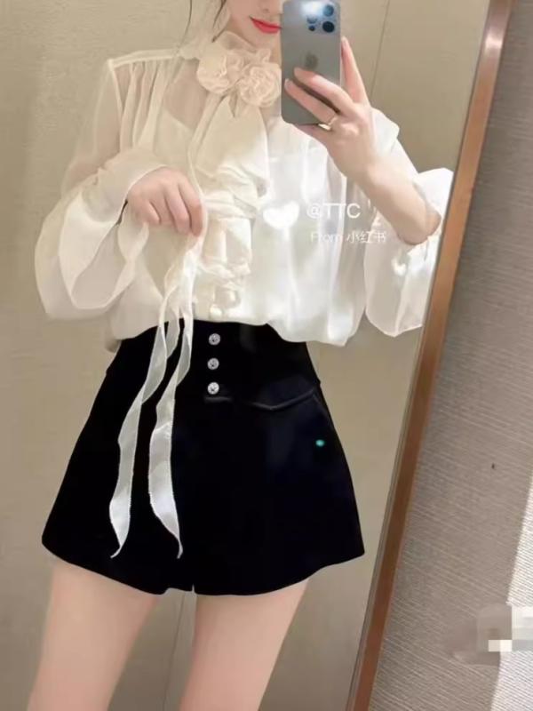 プルオーバー お上さん用 早秋 サクラ色御花 かざり付ける フラウンス 女子らしい トップス 軽さ 綿原料品 ローマン的  トップ 秋服 晴れ晴れしい 表現スタイル