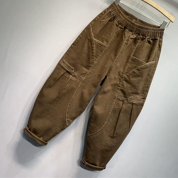 カーゴパンツ レディース 2025年 工装パンツ トレンド スリム 純棉 コットン 伸縮性 ラフ ビンテージ ルーズフィット エラスティック ウエスト ハイウエスト ストリート 普段使い 軽量 通勤 アウトドア デイリー ブラック グレー ベージュ 春夏