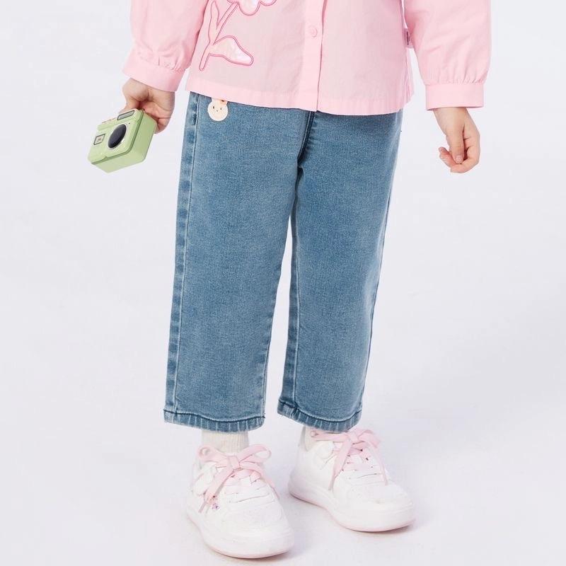 子供服 女の子用 牛仔パンツ ストレート ワイドレッグ 秋冬 ロングパンツ 伸縮性 コットン素材 軽量 普段使い 通学 秋カラー ベビー対応 ゆったりシルエット デニム 女児 キッズ 秋物