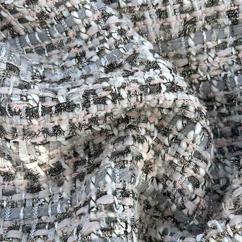 秋冬 女性用 アウター セット 短め ジャケット ミディスカート 手工 織り リボン フラワーニット フェルト生地 暖か 軽量 切り替え デザイン グレー ピンク アイボリー 普段使い 通勤 伸縮性 再生繊維