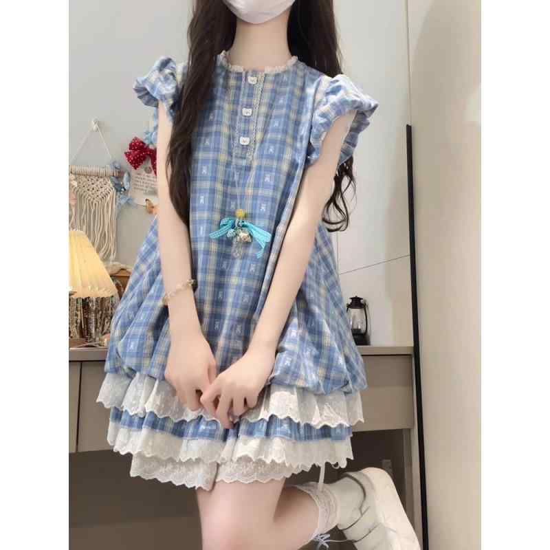 ワンピース 女性用 春夏 学院 格子柄 花柄 小柄向け フレアスカート 花びらデザイン ミニ丈 軽量 コットン混 かわいい フェミニン 普段使い 通勤可 ピンク系 アイボリー ビッグシルエット 伸縮性 吸湿速乾 4,344円