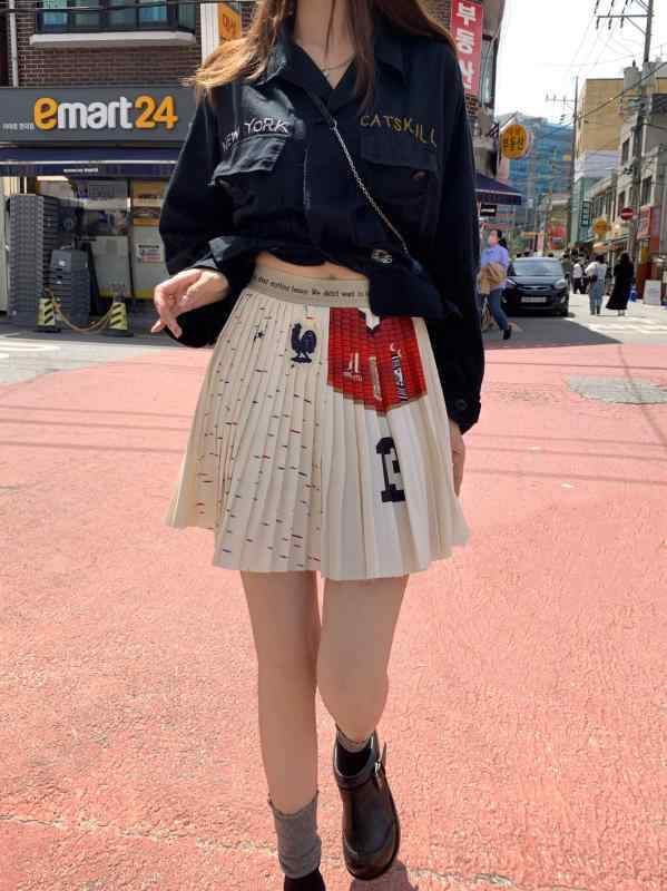スカート 女性用 バレエ 刺繍 ハイウエスト 白 プリーツ フレア 半丈 コットン 軽量 伸縮性 かわいい 普段使い 通勤用 春夏 秋冬