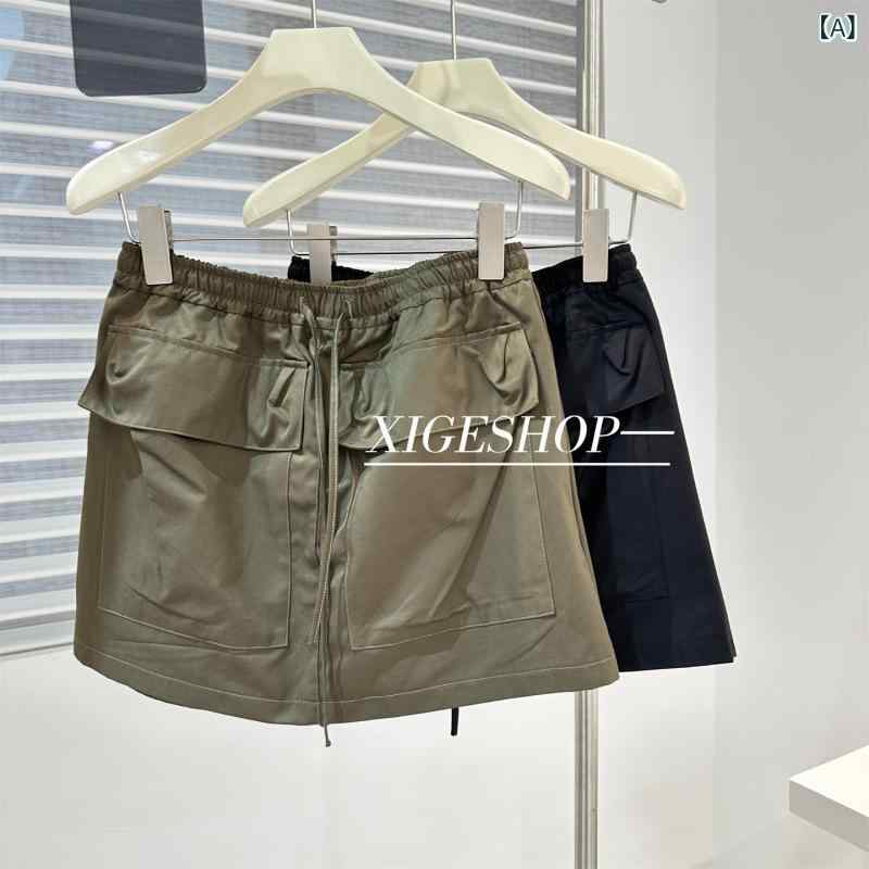 ショートパンツ レディース 夏 春夏 ミッドライズ ウエスト 工装 フレア プリーツ ポケット ルーズフィット アメリカン カジュアル 膝上丈 軽量 コットン混 伸縮性 普段使い 通勤 吸湿速乾 ビッグシルエット ブラック ベージュ グレー 4,542円