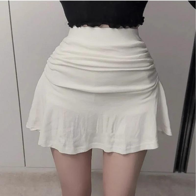 スカート 女性用 韓国 気質 高腰 プリーツ 百褶 包みヒップ ミドル丈 スリム 膝上 膝丈 タイト フレア ミニ ロング 春夏 秋冬 通勤 普段使い デート 軽量 伸縮性 吸湿速乾 綿 ポリエステル デニム 再生繊維 ブラック ピンク系 グレー ベー