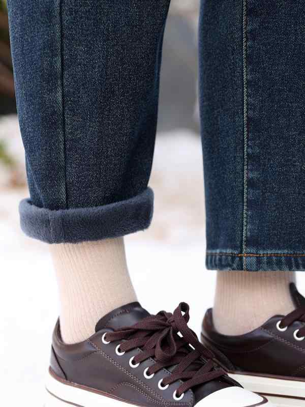 ワイドパンツ 女性用 冬 保暖 コットン デニム ワイドレッグ ゆったり スリム シルエット ブルーグレー コーンパンツ ルーズフィット コールドプロテクション コットン素材 ストレッチ性 日常使い 通勤対応 暖かみ 軽量 コットン混 デニム生地 ゆった