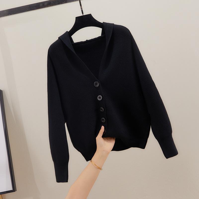 ニット カーディガン レディース 秋冬 厚手 短丈 バットスリーブ ニットセーター アウター 春秋 ゆったり フード付き 暖か コットン混 レイヤード 普段使い