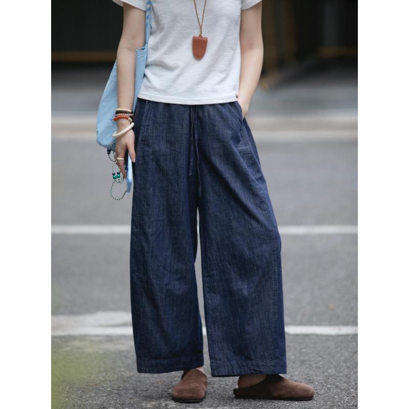 ワイドパンツ 女性用 牛仔 デニム ハイウエスト 春夏 薄手 軽量 ゆったり スリム ラフ ストレート ロング 伸縮性 吸湿速乾 通勤 普段使い 部屋着 アウトドア カジュアル