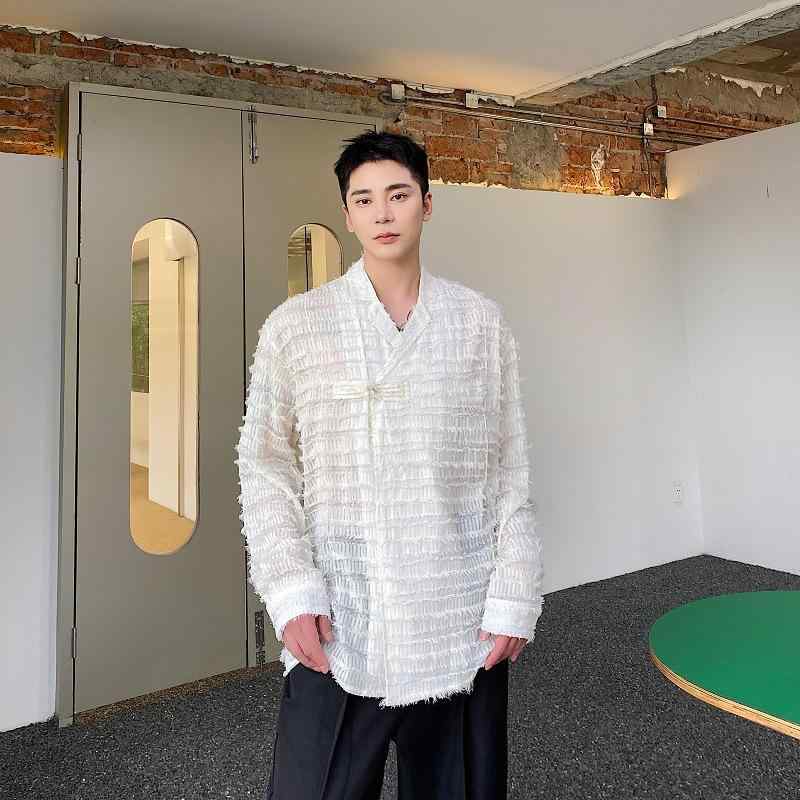 シャツ 男女用 防晒 長袖 薄手 透け感 軽量 垂感 中式 版 襟元 盤ボタン 復古 シルエット 綿混 吸湿速乾 通勤 普段使い アウトドア 春夏 秋冬 ブラック ベージュ グレー