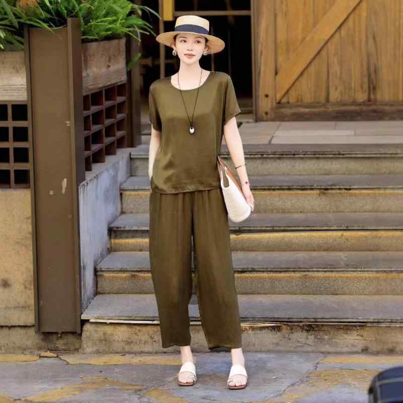 パンツ レディース 夏 春夏 薄手 高腰 ワイドレッグ 九分丈 垂れ感 コットン混 再生繊維 接触冷感 吸湿速乾 軽量 伸縮性 普段使い カジュアル ハーレムパンツ ルーズフィット ロングパンツ テーパードパンツ コットンパンツ
