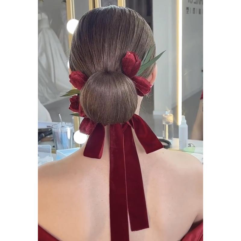 ヘッドドレス セット 赤 敬酒服 コーディネート フラワーモチーフ ?花 ローズ バッド シンプル 気品 ファッション 結婚式 礼服 ヘアアクセサリー セット かわいい 女性用 春夏 レース 装飾 軽量 華やか ピンク系 ベージュ ゴールド アクセント 4,368円