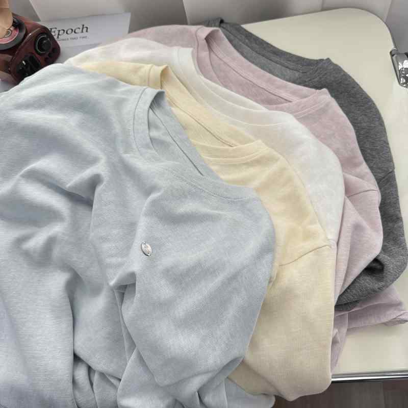Tシャツ 女性用 春夏 長袖 薄手 柔らかい 綿素材 竹節柄 ゆったりシルエット ラフスタイル 丸首 防晒 快適 吸湿速乾 軽量 日常使い 通勤 カジュアル トップス 4,310円