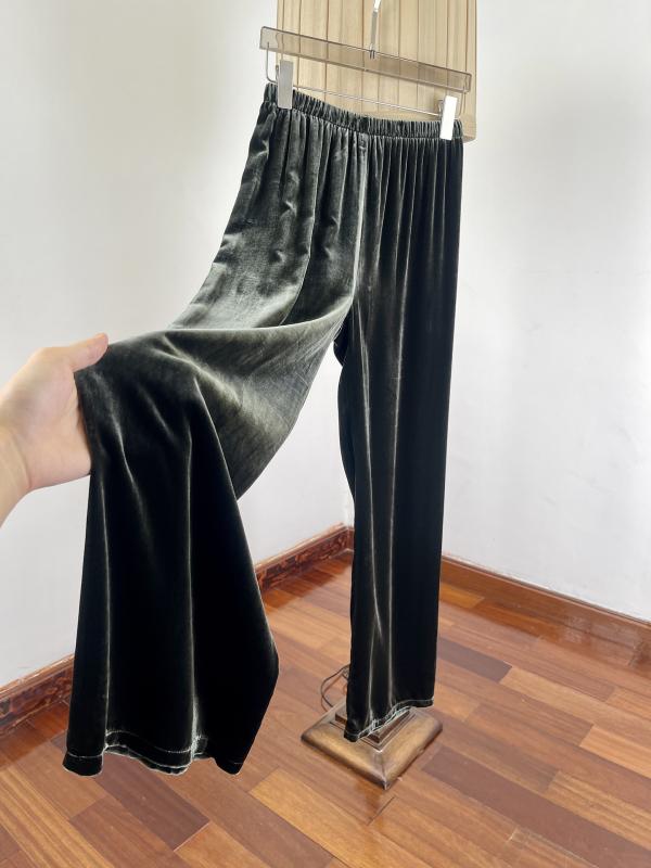 レディース 真? ベルベット ストレートパンツ 夏 ワイドレッグパンツ ロングパンツ 垂感 ゆったりシルエット 軽量 吸湿速乾 綿混 ブラック グレー ベージュ 普段使い ゆったりフィット 通勤カジュアル