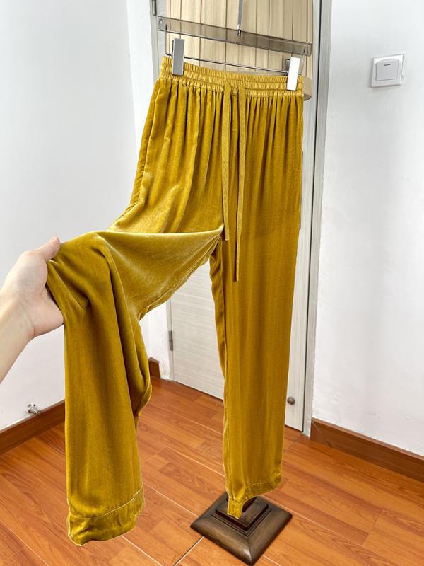 パンツ 女性用 夏 薄手 真絲 ベルベット ワイドレッグ 復古 スリム 伸縮性 ウエストゴム ドローストリング ストレート ロング 軽量 吸湿速乾 通勤 普段使い ブラック グレー 13,812円
