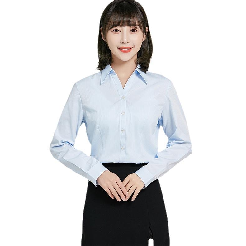 レディース 長袖 シャツ トップス ブラウス ダークカラー スタンドカラー プリンセスライン 通勤用 女性用 イージーケア 切り替え Vネック コットン混 伸縮性 軽量 ビジネスカジュアル 普段使い 吸湿速乾 ハイネック 細身シルエット フォーマル ブラ