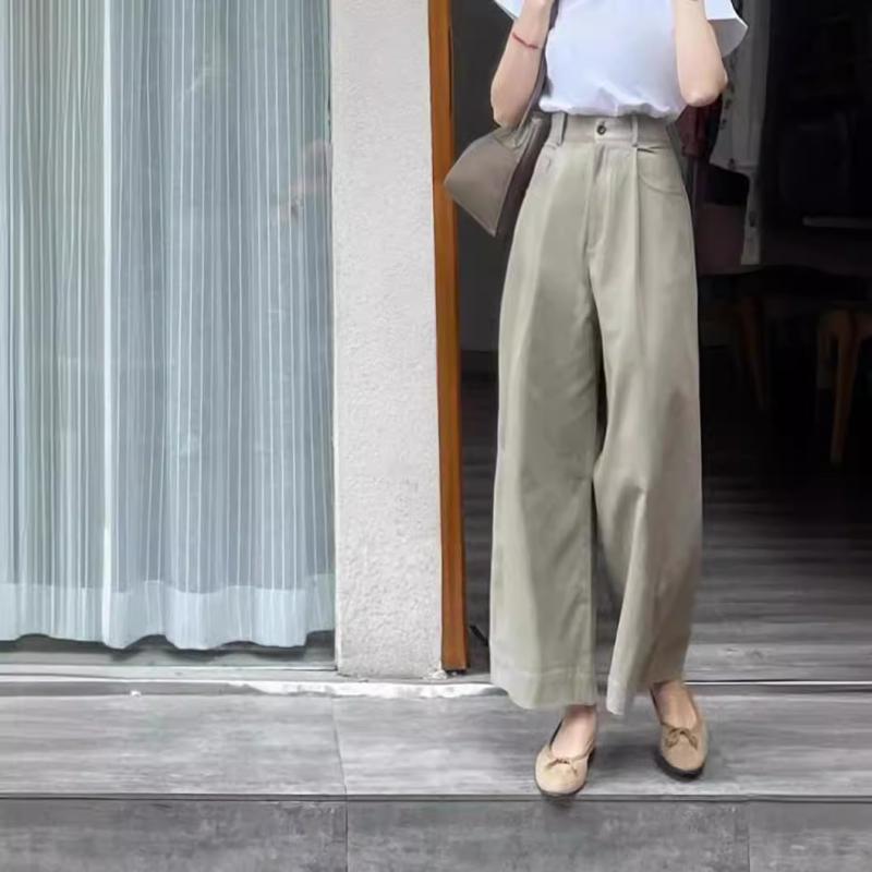 カーゴパンツ 女性用 夏 小柄向け ハイウエスト スリムフィット ストレッチ コットン混 ゆったり直筒 軽量 吸湿速乾 普段使い 通勤 デイリー カジュアル スタイル